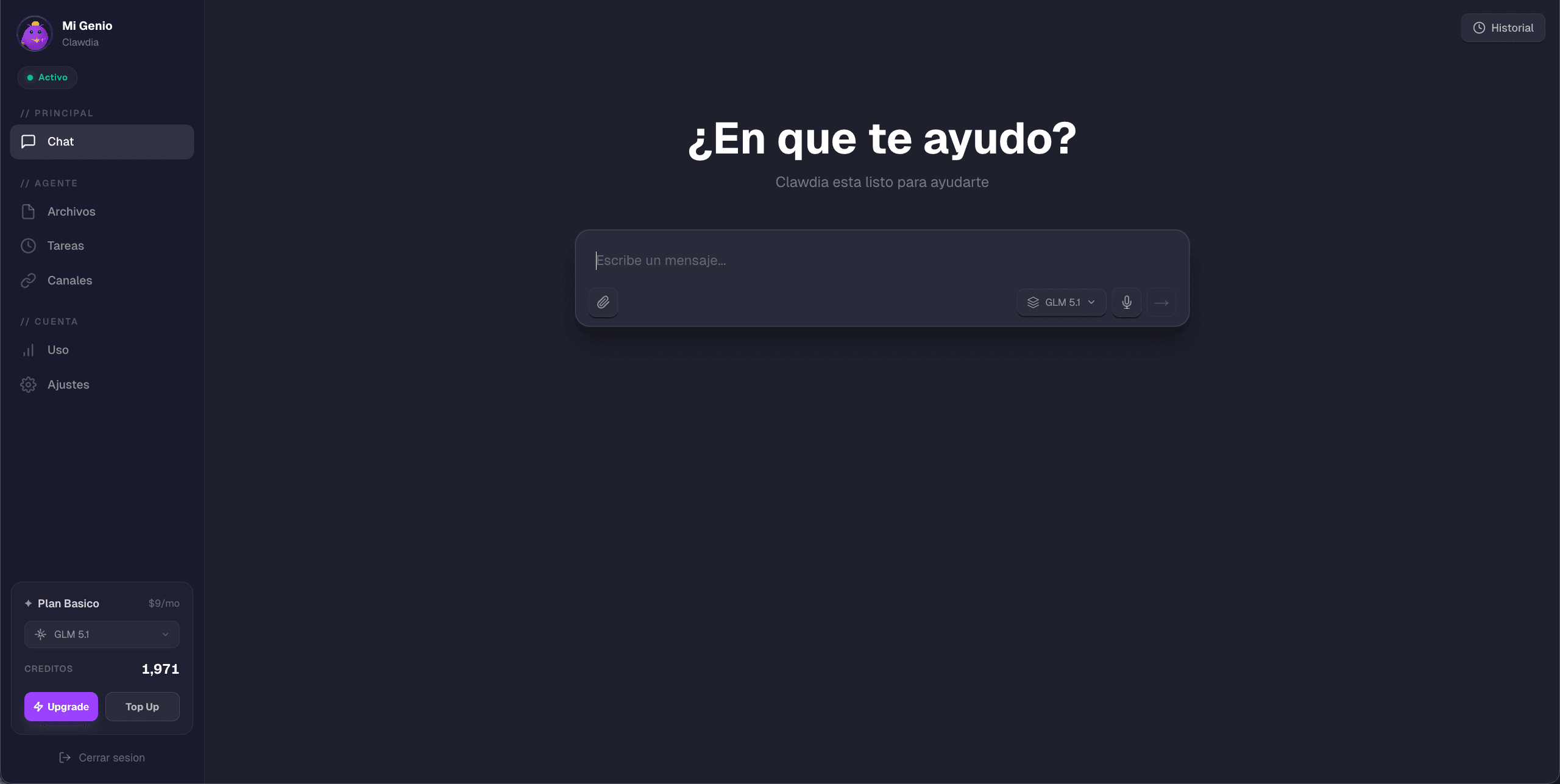 Dashboard de Mi Genio